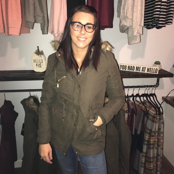 Jackets & Blazers - Military Style Jacket w/fur